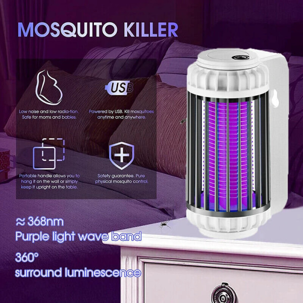 Sladdlös 3000V elektrisk Mosquito Bug Zapper Myggdödande lampa med laddningsbart batteri för inomhus och utomhus pistol färg