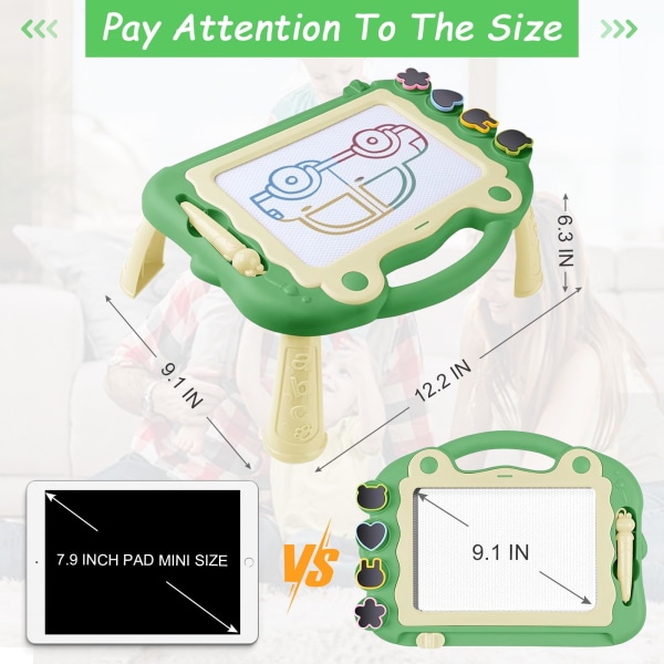 Magnettavla för barn, magnetisk rittavla med ben, stor raderbar magnetisk skrivtavla, pedagogiska leksaker för pojkar och flickor green