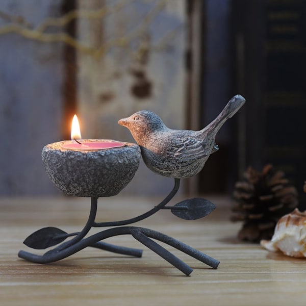 Metall Votivljusstake, Dekorativ Tealight Ljusstake för Bord, Vintage Heminredning Centerpiece (Grå Svart)