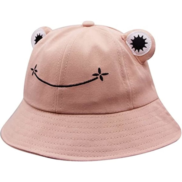 Groda solhatt, groda bucket hat herr fiskehatt dam bucket hats för kvinnor herrhattar sommarmössa Rosa Pink L