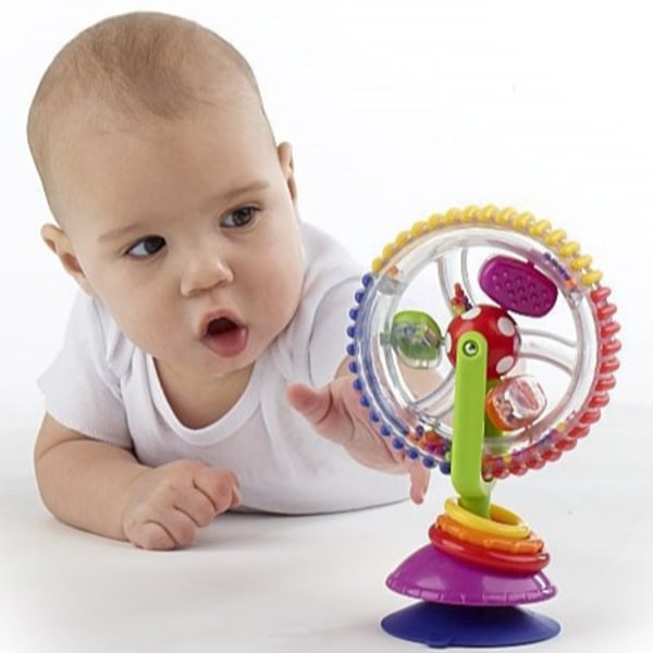 Baby pariserhjul - Baby roterande skallra med sugkopp Tidig utveckling skallror Leksak pariserhjul form Barnstol Handhållen leksak