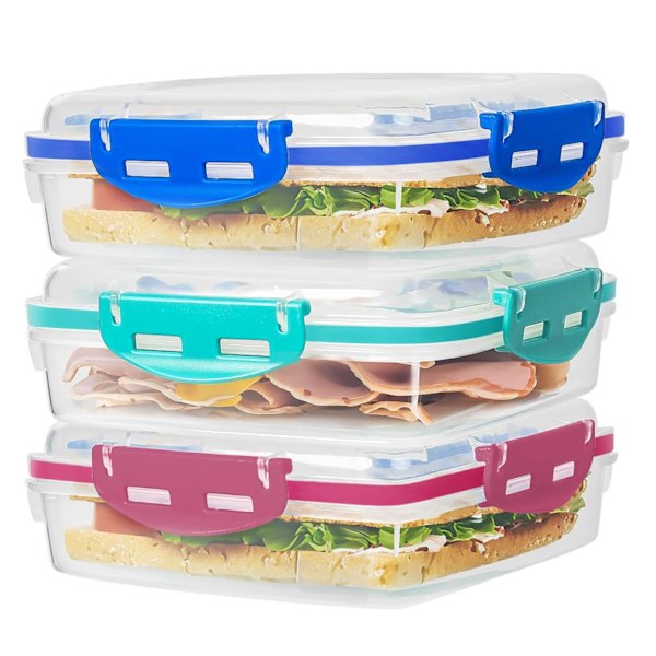 Sandwich Containers with lids - Sandwich Containers for Lunch Boxes,100% Airtight & BPA-Free, Kitchen Storage Containers-WQ Yellow Green