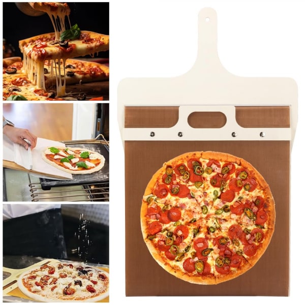 Glidande pizzaskal, magic non-stick pizzaöverföringsreglage med handtag, supersmart pizzaspatel, ett bra tillbehör för pizzaugn