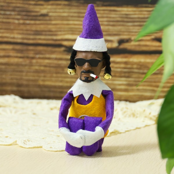Snoop on a Stoop Elf , 1 STK 24cm Elf on The Shelf Docka, Hip Hop Elf Doll Plyschleksak till påsk Elf Ornament Heminredning Julklapp 2