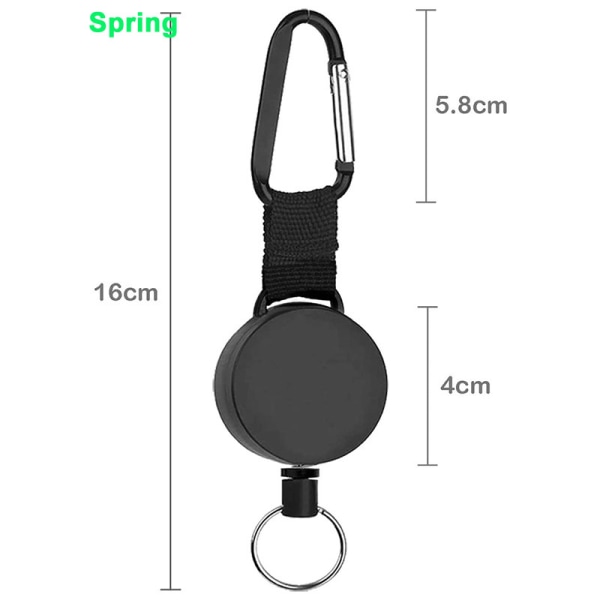 2-pack utdragbar jojo nyckelring med karbinhake Svart