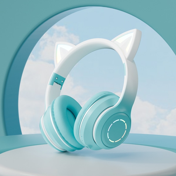 Gradient farve lysende kat øre Bluetooth headset hovedmonteret BT029C e-sport anker gaming headset Grön