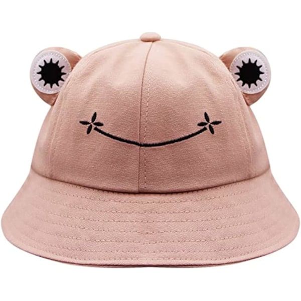 Groda solhatt, groda bucket hat herr fiskehatt dam bucket hats för kvinnor herrhattar sommarmössa Rosa Pink L