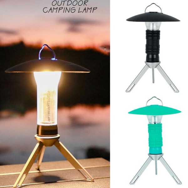 LED-campinglykta-tältljus Bärbar nödlampa utomhusblixtljus Svart