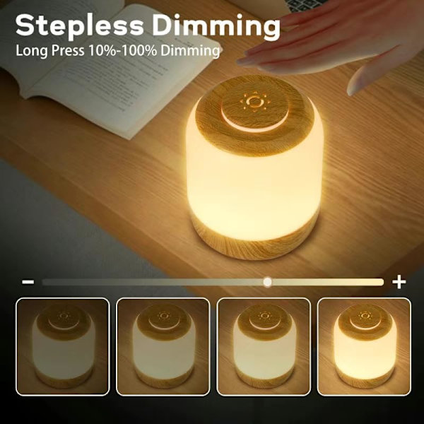 Eye-Friendly Bedside Lamps, Nursery Night Light, Three Levels of Dimming, USB Rechargeable Portable Lamp for Breastfeeding/Sleep Aid