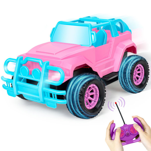 Ynybusi fjärrstyrd bil RC racingbilar, 1:20 skala fjärrkontroll monstertruck, 2,4 GHz LED-ljus terränghjulsdrivna bilar, leksaksbilar för barn pojkar Rosa