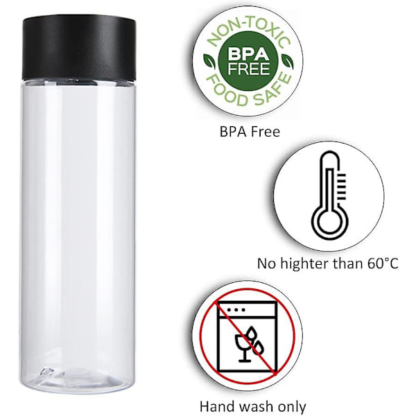 XJ- 300 ml tomma plastjuiceflaskor med svarta lock - 12-pack