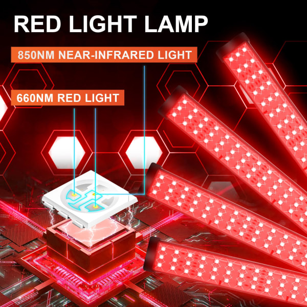Punainen valolamppu, LEDit Infrapunavalolamppu jalustalla, 660nm & 850nm punainen lamppu kotikäyttöön EU