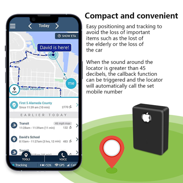 N9 Wireless Gsm Lyssna Ljud Buggning Övervakning Röstdetektering Bil GPS Tracker Realtid Lyssna Ljud Avlyssning Avlyssningsenhet Black
