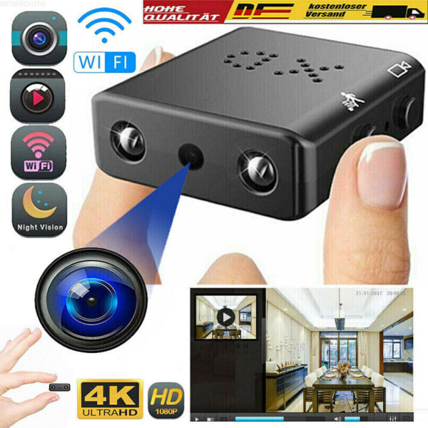 1080P WIFI Mini Kamera Övervakningskamera Wlan Hidden IR Camera Spion Spycam FHD No WiFi