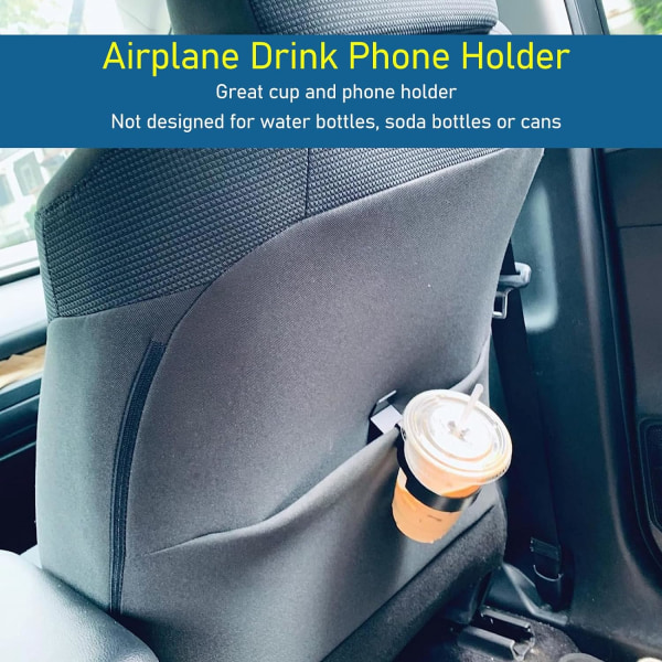 Flygplanstelefonhållare, återanvändbar dryckestelefonhållare för flygplan Bärbar arbetsbesparande klämma på för videochatt svart