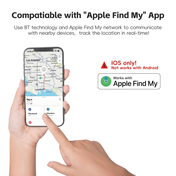 Key Finder Locator, Bluetooth Tracker med Apple Find My, IP67 vattentät, kompatibel med iOS, Item Finder för nyckel, plånbok, husdjur White
