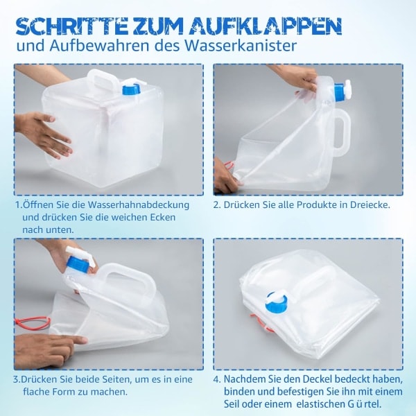 Richeer 4-pack hopfällbara vattenbehållare 10L/20L Flexibel vattenbehållare Hopfällbar vattenbehållare BPA-fri för utomhuscamping
