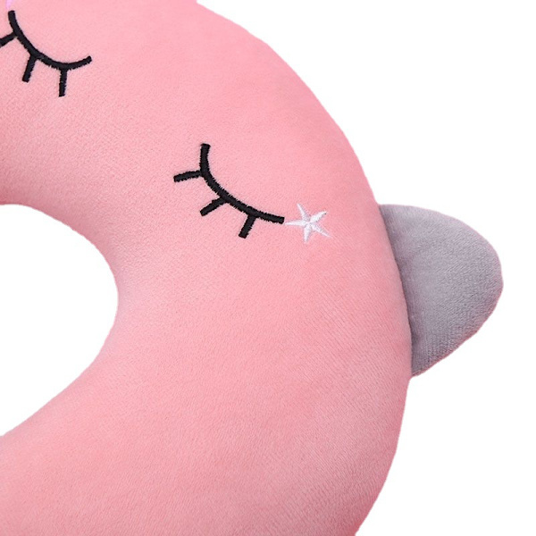 Resekudde - Mjukt memory foam nackkudde för vuxna, barn, bekväm och bärbar U-formad nackkudde (rosa) Cat