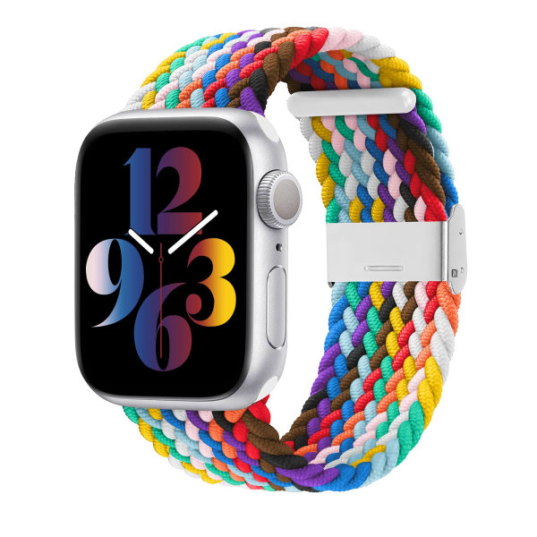 Kompatibel med Apple Watch -remmar 40 mm till 49 mm rem Flätad nylon Justerbar spännes rem Justerbar flätad enkelloop elastisk sportrem official rainbow 38mmor40mmor41mm