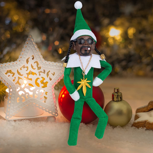 Snoop on a Stoop Elf , 1 STK 24cm Elf on The Shelf Doll, Hip Hop Elf Doll Plysjleketøy til påske Elf Ornaments Home Decoration Julegave 2