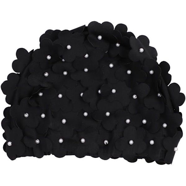Blomstrete Badehette Kvinner Blomst Badehette Dame Mote Badehette Super Stretch Badehette Elastisk Dusjhette black