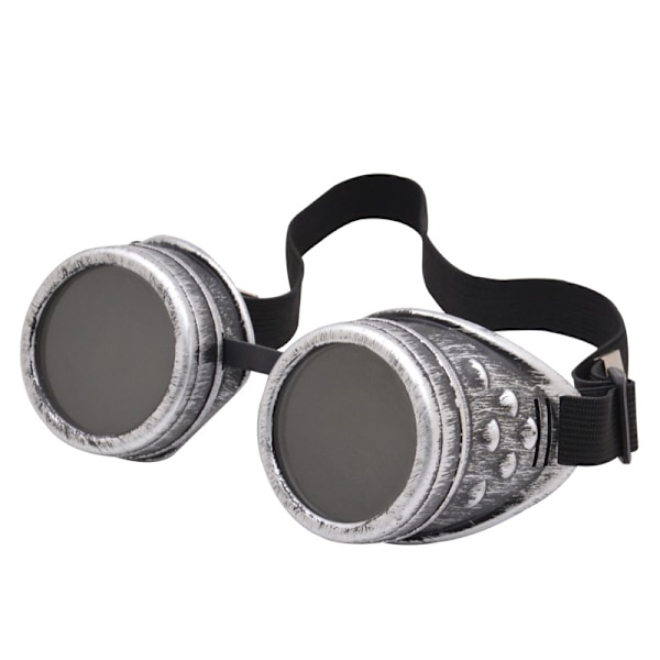 Steampunkglasögon för män och kvinnor - Retro solglasögon för steampunk-outfit på Burning Man, Karneval, Festtillbehör Ancient Silver