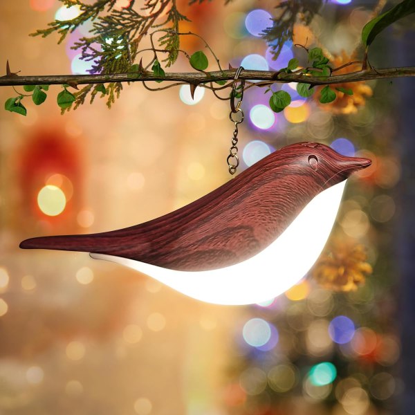 Liten nattlampa, söt fågel LED-bordslampa med beröringsdimmer Creative sänglampa 3 nivåer ljusstyrka skrivbordslampa wi Brun