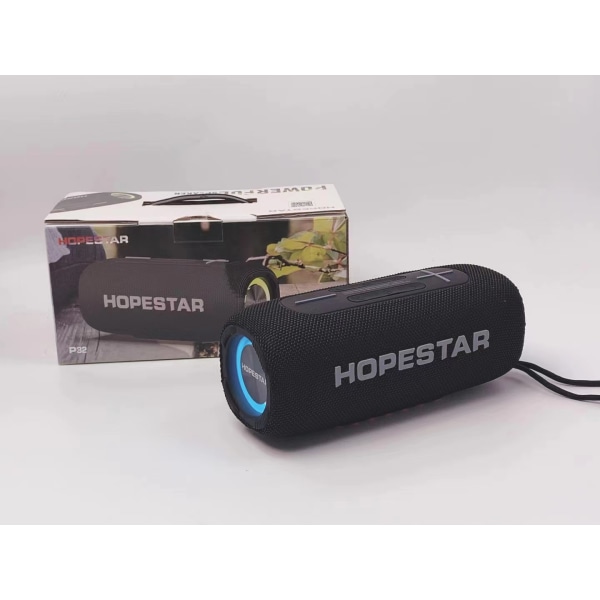 HOPESTAR-P32 Bluetooth-høyttaler utendørs bærbar mobil vanntett subwoofer TWS FM Bluetooth-høyttaler black