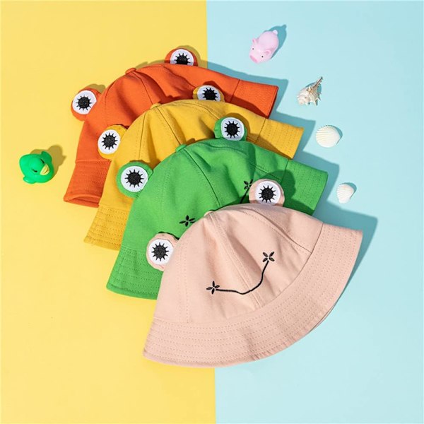 Groda solhatt, groda bucket hat herr fiskehatt dam bucket hats för kvinnor herrhattar sommarmössa Khaki Khaki L