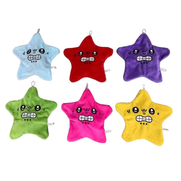 Crazy Star Funny Beating Star Söt stoppad leksak Kreativ plysch Moving Star Charms Rem Lanyard för ryggsäck Väska Handväska Nyckelring Dekor yellow