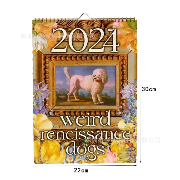 Oudot keskiaikaiset koirat 2024 kalenteri • Hauska moderni tyylikäs eklektinen esteettinen seinäkalenteri • Koiran ystävän joululahja kotiinlähdöille 1pcs