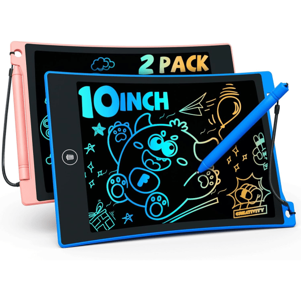 LCD-skrivplatta med pennsnöre, raderbar Doodle Board Mess Gratis ritblock för barn, bilresa Pedagogiska leksaker Födelsedag för 3 4 5 6 7 Flickor Pojkar P1