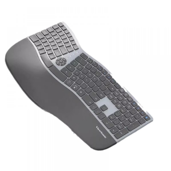 Delat ergonomiskt tangentbord med vadderade handled och handledsstöd, 2,4G USB trådlöst bekvämt naturligt ergonomiskt delat tangentbord, för Windows datorbord Silver Black