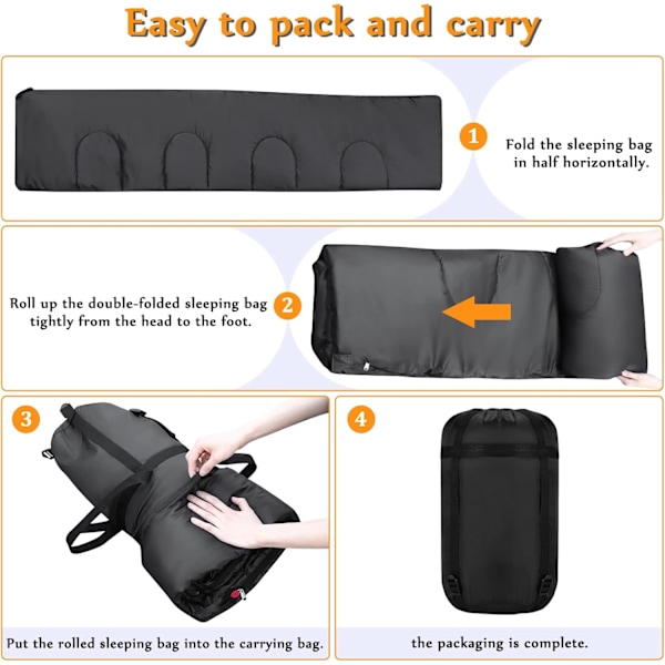 Sovsäck för vuxna, 3 säsonger - Ultralätt & Varm, Vattentät sovsäck för camping, Lättvikt med kompakt väska 4-Pack Samsung