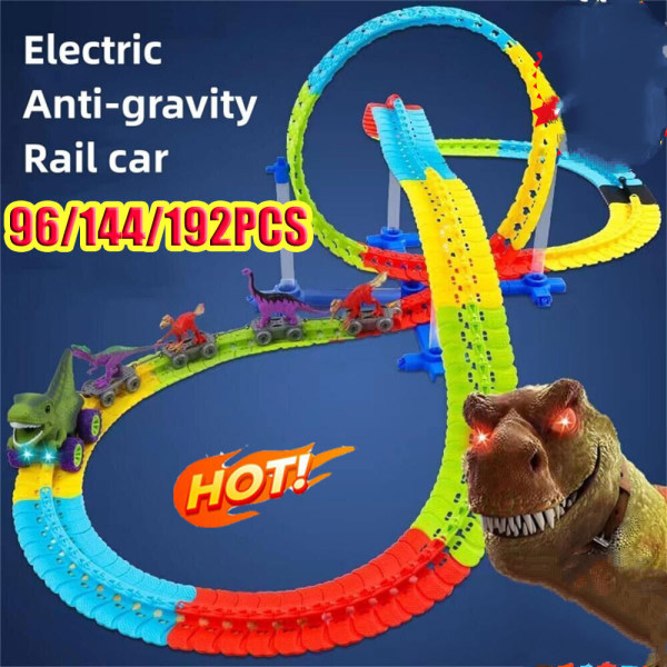 Anti-Gravity Dinosaur Car med Anti-Gravity Car Track Set 96 avsnitt