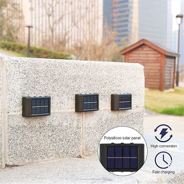 12 LED Solcellelamper for utendørs bruk, opp- og ned-belysning, veggdekorasjon, hagebelysning, vanntette hagedekorasjonslamper for balkong