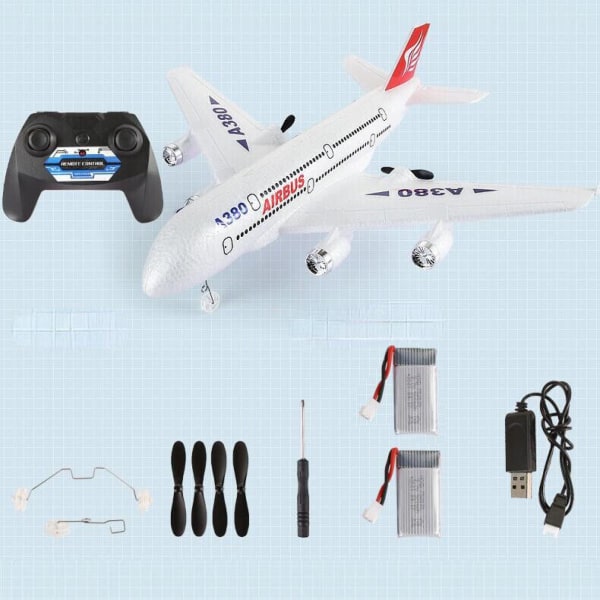 2,4G Airbus A380 RC Plane 2CH 6Axis Gyro 420mm FixWing Fjärrkontroll Glider, present till pojke Med 2 batterier