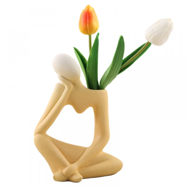 Keramik vase, Tænker Vase Statue, Abstrakt figur Blomsterpotter Dekorativ, Gave Bordplade Vase, Moderne Kunst Vase, Abstraktion Blomster Vase, Nordisk Thi 12