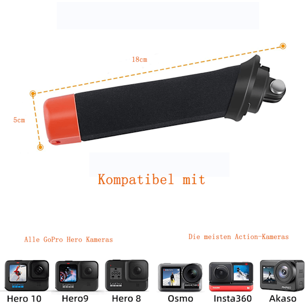 Uimakahva, kelluva sauva, sukelluskahva, toimintakameratarvikkeet vesiurheiluun, yhteensopiva GoPro Hero 10, 9, 8.7, 6, 5, DJI:n ja muiden kanssa