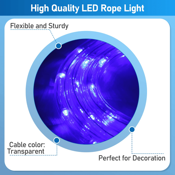 Lospitch 20 m LED-ljusrör utomhus IP20 ljusrör Blå 480 LED-slang, svart styrenhet med minnesfunktion för dekoration, fest, firande