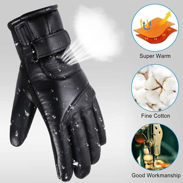 Uppvärmda handskar, USB uppvärmningshandskar, Vintervattentäta varma handskar med pekskärm för kvinnor Män Motorcykel Fiske Fotvandring Cykling Skidåkning Steglös temperaturkontroll