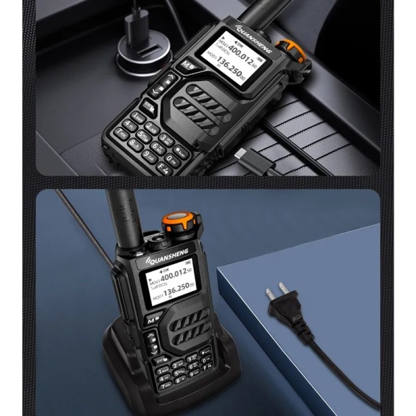 2 st uppladdningsbar walkie talkie, UV-K5 200 kanaler 2-vägs radio med original hörlurar, VOX, LED-ficklampa, 5-8 km långa walkie talkies 2pcs