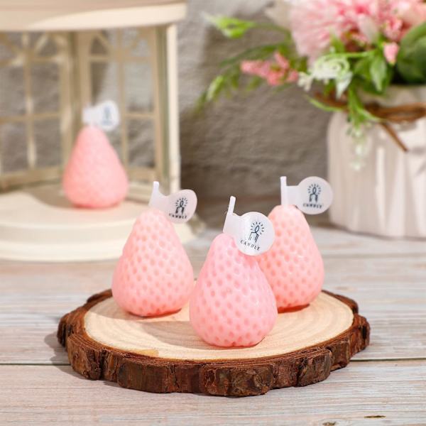 8 stycken jordgubbsljus, jordgubbsformade doftljus, mini-sojavaxljus, små doftande söta ljusvax, dekorativa ljus, rosa