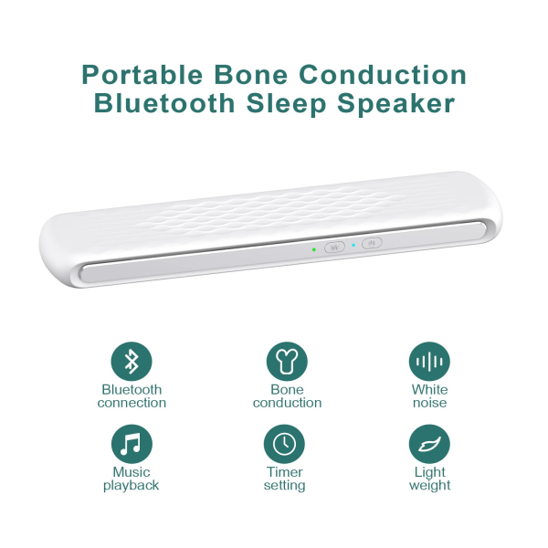 Kuddhögtalare, Benledning Stereo trådlös Bluetooth för sömn, 3D White Noise Sound, Idealisk för sidoslipare med sömnlöshet Black