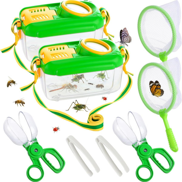Bug Catcher för barn - Robust Kids Bug Catching Kit Gåvor med Bug Collector Insektsfångare Butterfly Net Pincett, Kids Bug Habitat Outdoor Explorer Ki