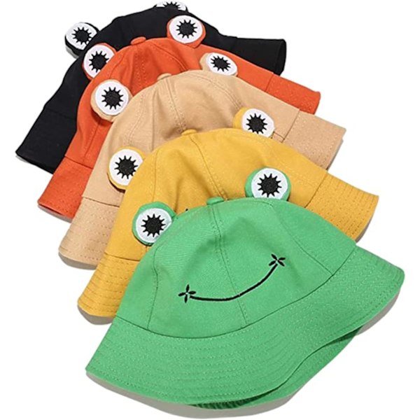 Groda solhatt, groda bucket hat herr fiskehatt dam bucket hats för kvinnor herrhattar sommarmössa Gul Yellow L