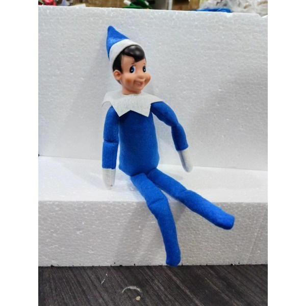 Roliga och lekfulla tomtar som uppför sig dåligt med en mjuk kropp och julklapp i vinyl blå pojke