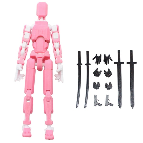 T13 Action Figure Titan 13 Action Figure Robot Action Figure3D Printed Action Pink and white model (13cm)