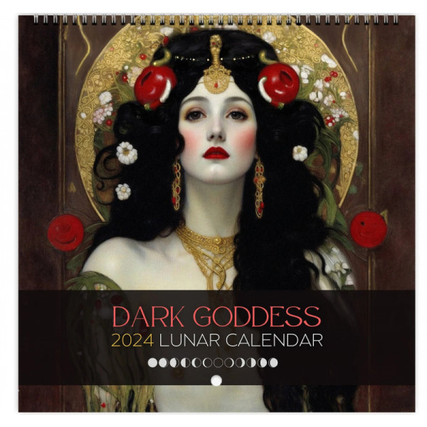 Dark Goddess 2024 -kalenteri, täydellinen goottilainen kodin sisustuslahja pakanallisille ystävillesi ja kreikkalaisen mytologian ystäville, joululahja 24x24