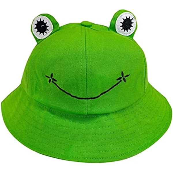 Groda solhatt, groda bucket hat herr fiskehatt dam bucket hats för kvinnor herrhattar sommarmössa Grön Green L